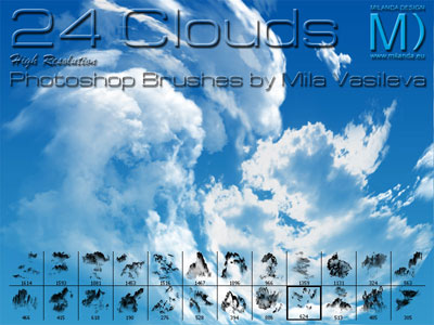24 Clouds - High resolution Adobe Photoshop brushes by Mila Vasileva